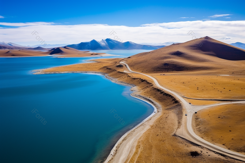 黄色的土地宽广的湖面空旷荒凉的自然景,高清,摄影图,摄影图片,图片大全,摄影图免费下载